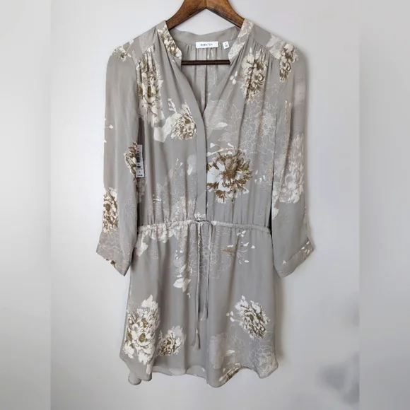 Aritzia Babaton Bennett Floral Gray100% Silk Mini Dress Womens Size S Luxury - Picture 1 of 13